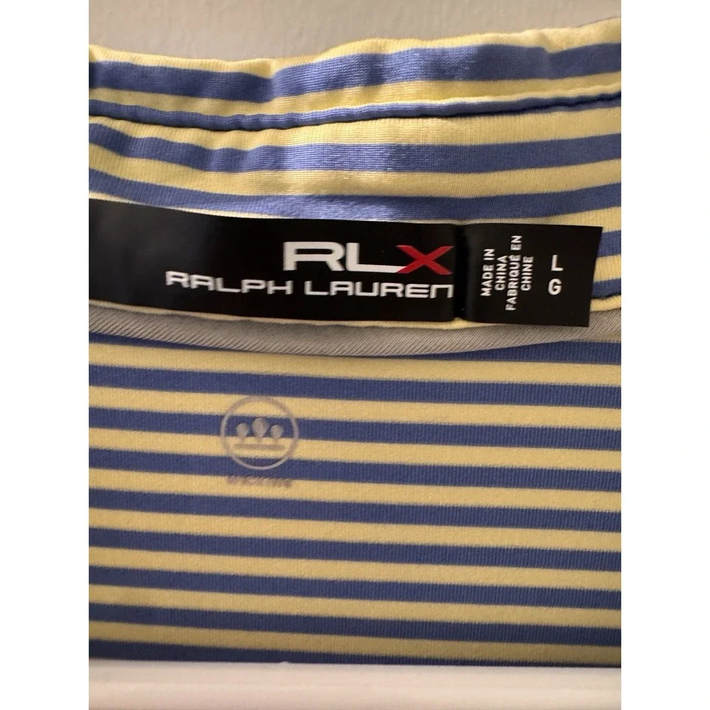 RLX Ralph Lauren Black Label Mens‎ Short Sleeve Pink Striped Polo Shirt Sz Large
